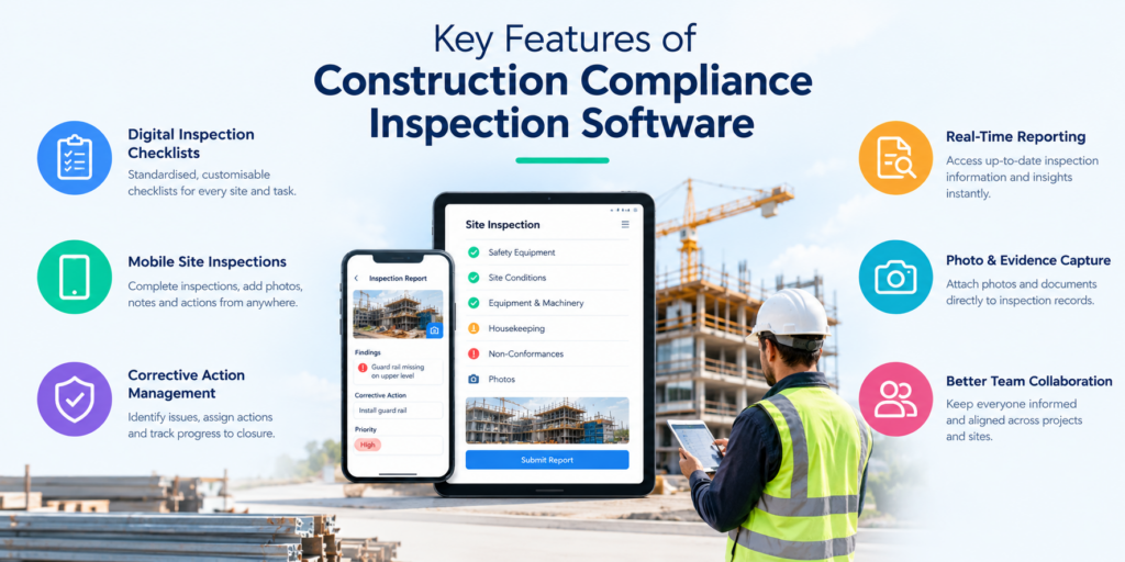 visual representation of Key Features of Construction Compliance Inspection Software