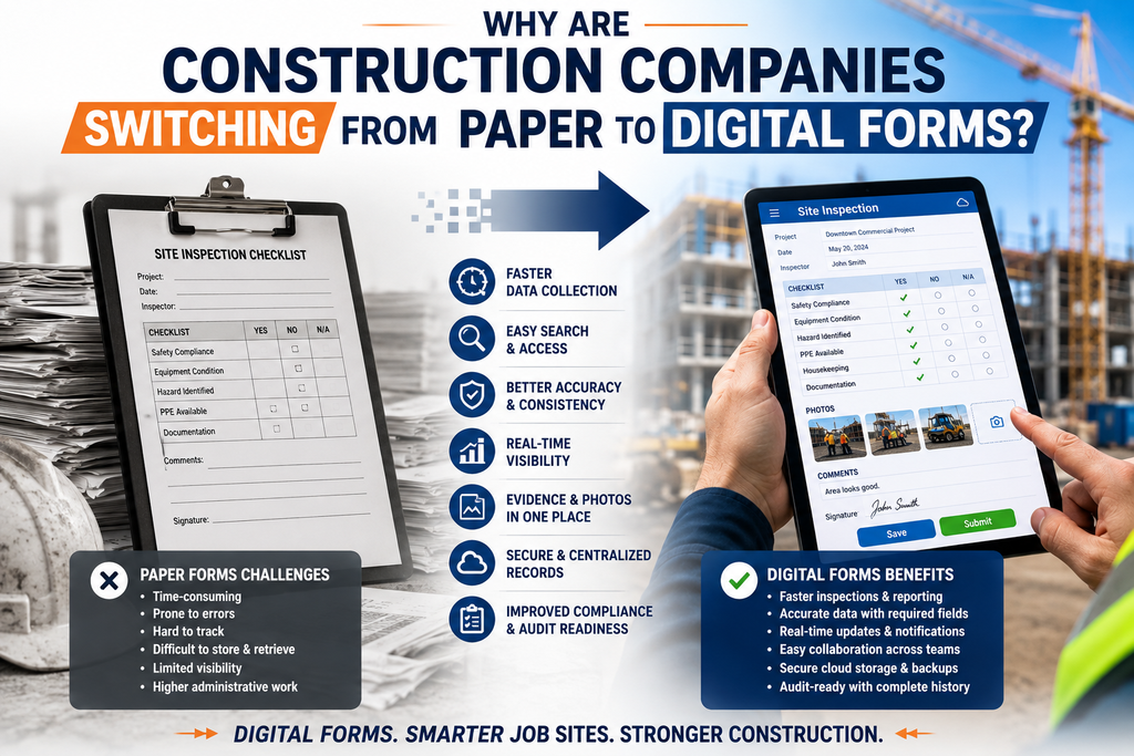 infographic explain Why Are Construction Companies Switching From Paper to Digital Forms?